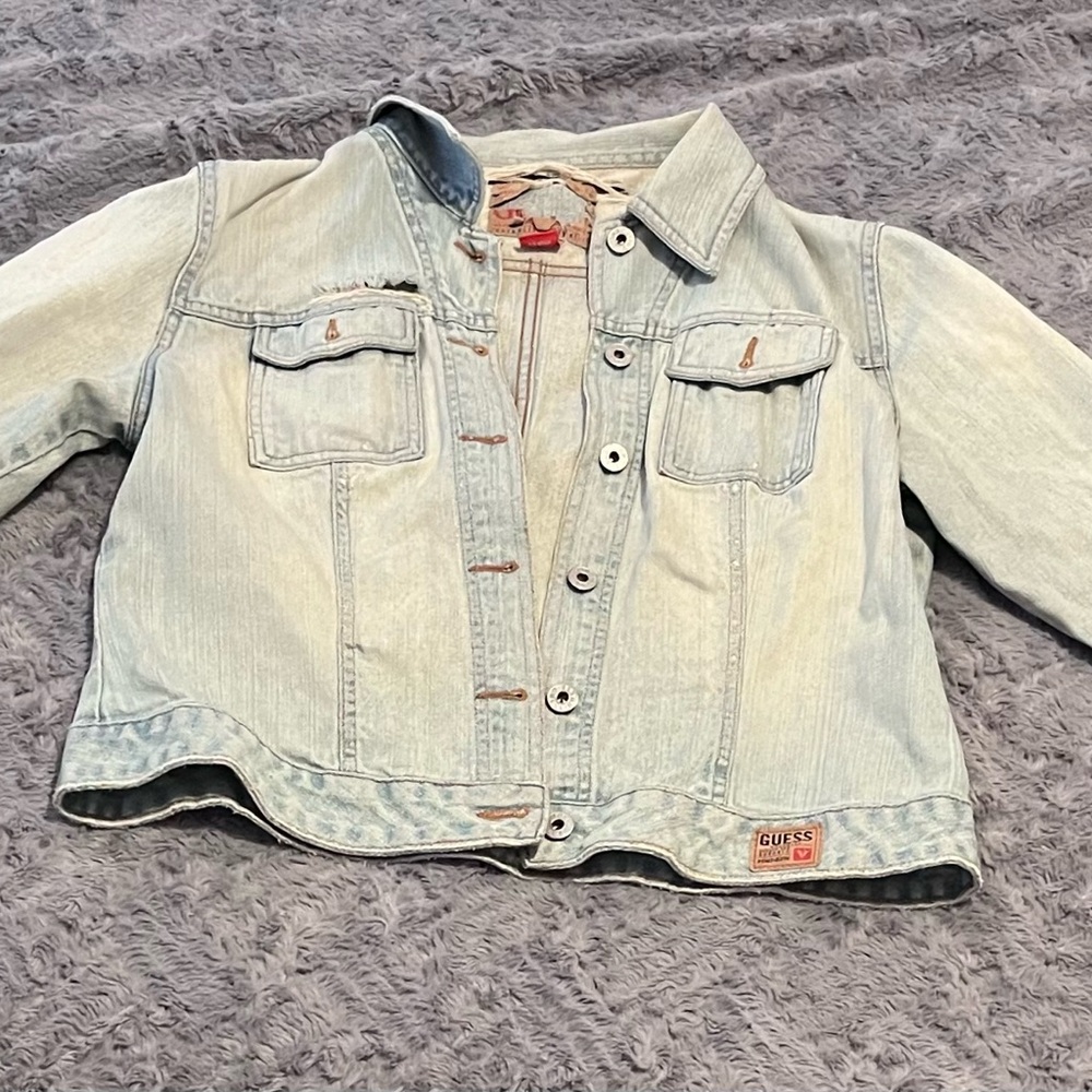 guess distressed denim jacket!